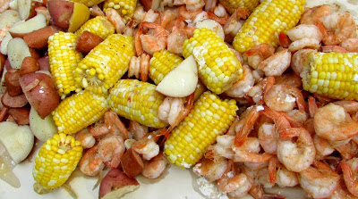 Headless Shrimp Boil | Corn, Sausage, Shrimp and Seasonings